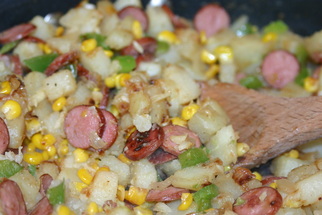 Fried Hot Dog Skillet- Gluten, Dairy, Egg Free Meal Recipe