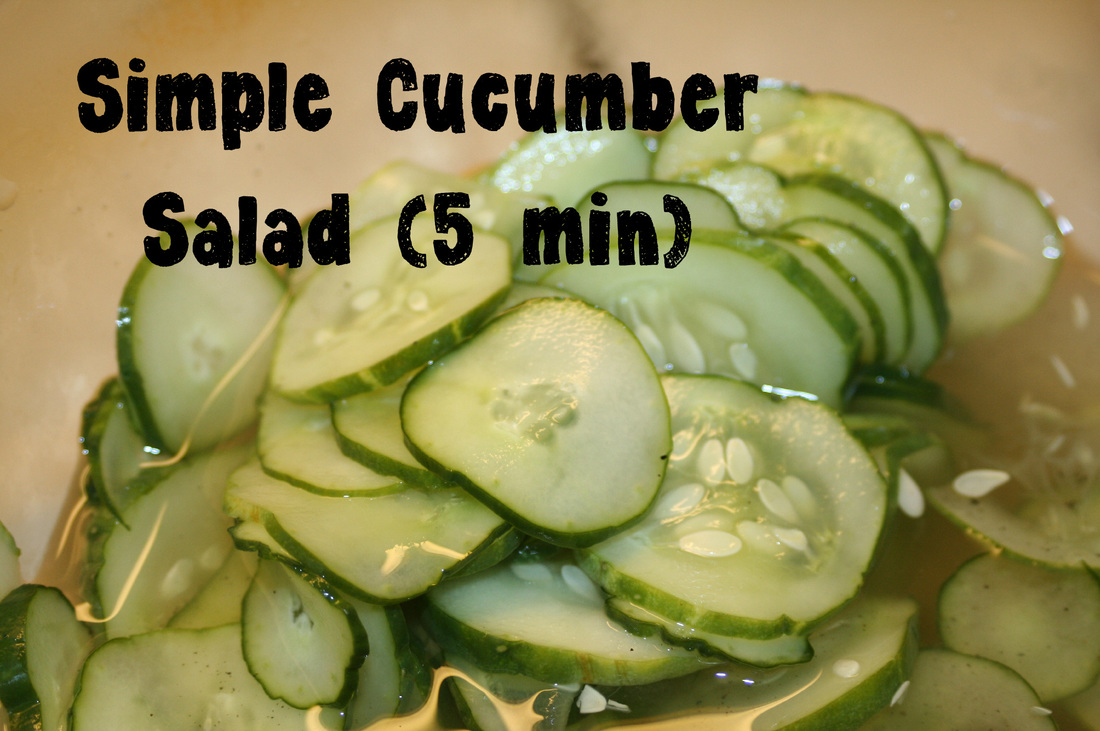 Simple Cucumber Salad- Hint of Sweet in Mellow Vinegar- Gluten, Dairy, Egg Free Recipe for snack or side dish