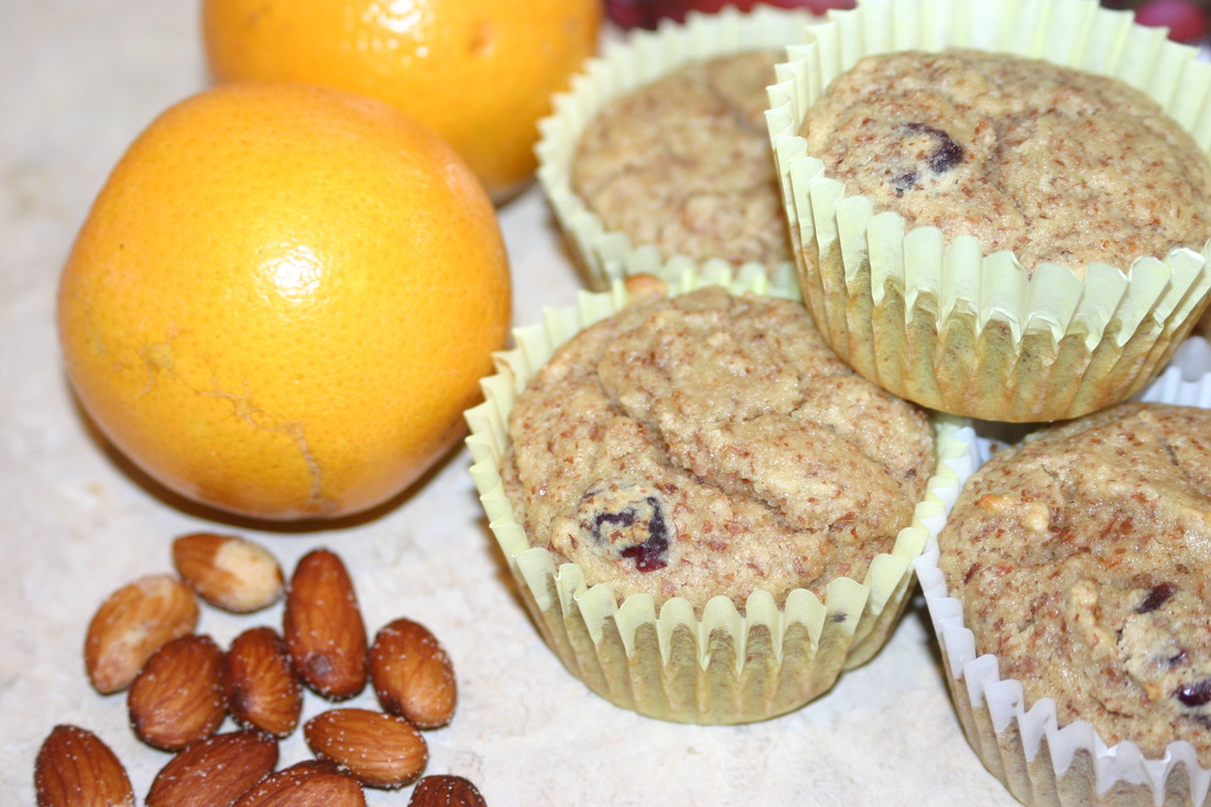 Almond Meal Muffins w Orange and Cranberry- Gluten, Dairy, Egg Free