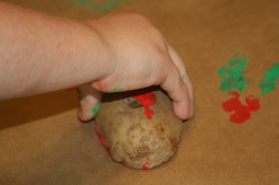 Potato Prints: A Carving, Painting, Stamping Project to make Wrapping Paper or Cards for Christmas or other Occasions