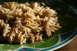 Seasoned Gluten-Free Noodles with Meat- gluten, dairy, egg free meal idea