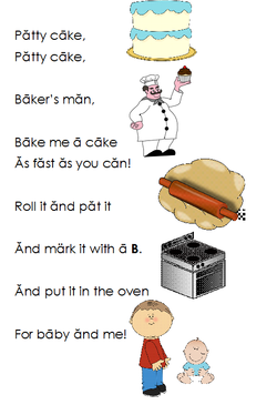 Patty Cake Reading Practice Page: 3 Different Vowel Sounds for Letter A
